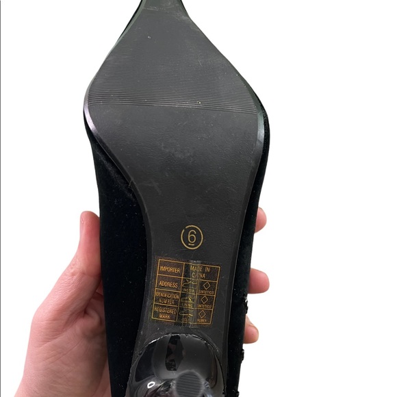 VINTAGE ANNA VELVET AND RHINESTONE HIGH HEELS SZ 6 nwt 1990s black stiletto - Picture 7 of 8